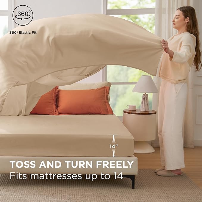 Bedsure Queen Comforter Set - 7 Pieces Burnt Orange Queen Bedding Set for All Seasons, Boho Contrasting Design Bed in a Bag with Comforter, Sheets, Pillowcases & Shams