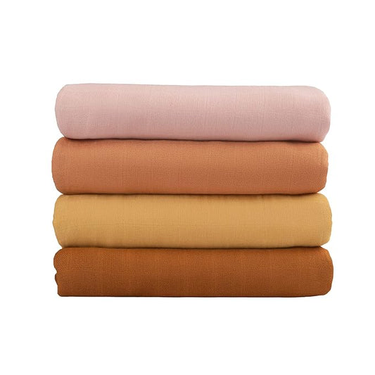Meracorallo Muslin Swaddle Blanket Silky Soft Receiving Blanket Swaddle Wrap for Baby Boys and Girls, Large 47 x 47 inches, Set of 4 Solid Color