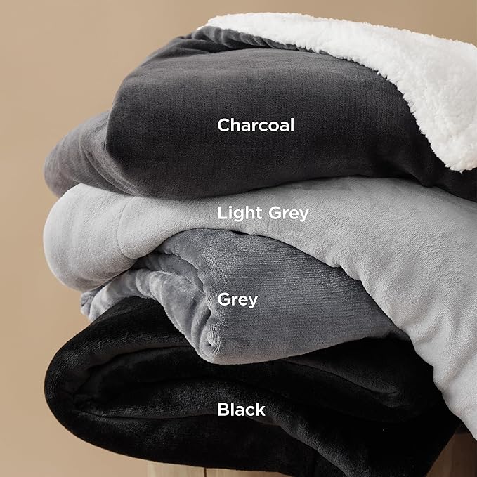 Bedsure GentleSoft Sherpa Fleece Twin Size Blanket for Couch, Non-Heated, Thick and Warm Throw for Women and Men, Soft Fuzzy Plush Twin Blanket for Winter, Light Grey, 60x80 Inches