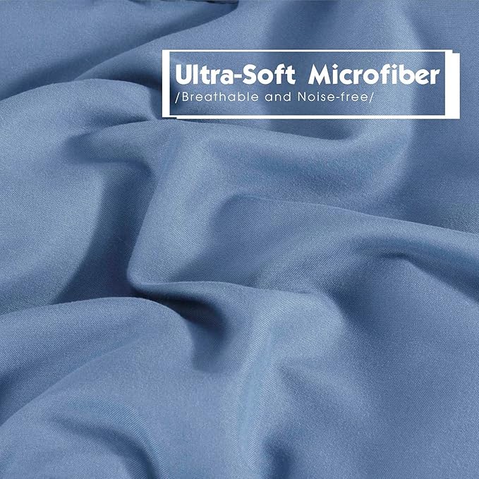 HIG 3pc Dusty Blue King Size Comforter Set - All Season Reversible Down Alternative Comforter with Sham - Quilted Duvet Insert with Corner Tabs - Box Stitched Blanket - Breathable, Soft, Fluffy