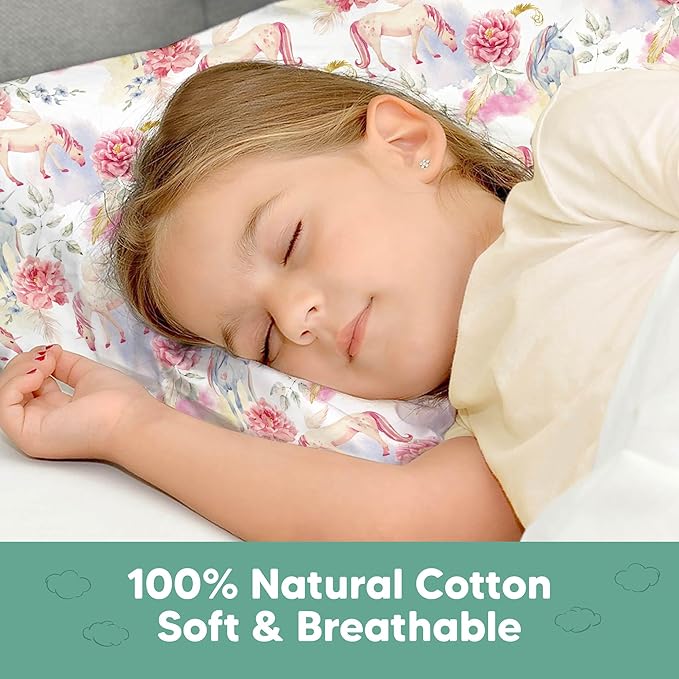 KeaBabies Toddler Pillowcase 13"x18" - Organic Cotton Toddler Pillowcase for Kids, Boys, Girls, Soft & Durable Cotton Cover for Miniature Sleepy Pillows, Cute Colors, Pillow Sold Separately(Fantasy)