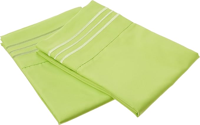 Elegant Comfort 1500 Thread Count Wrinkle & Fade Resistant Egyptian Quality Ultra Soft Luxurious 2-Piece Pillowcases, Standard Size, Lime