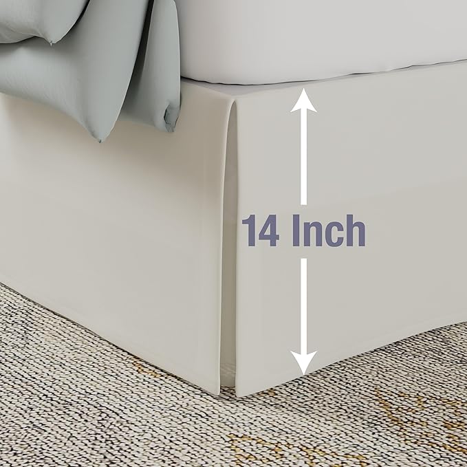 Lux Hotel Tailored Bed Skirt Classic 14" Drop Length Pleated Styling, California King, Ivory