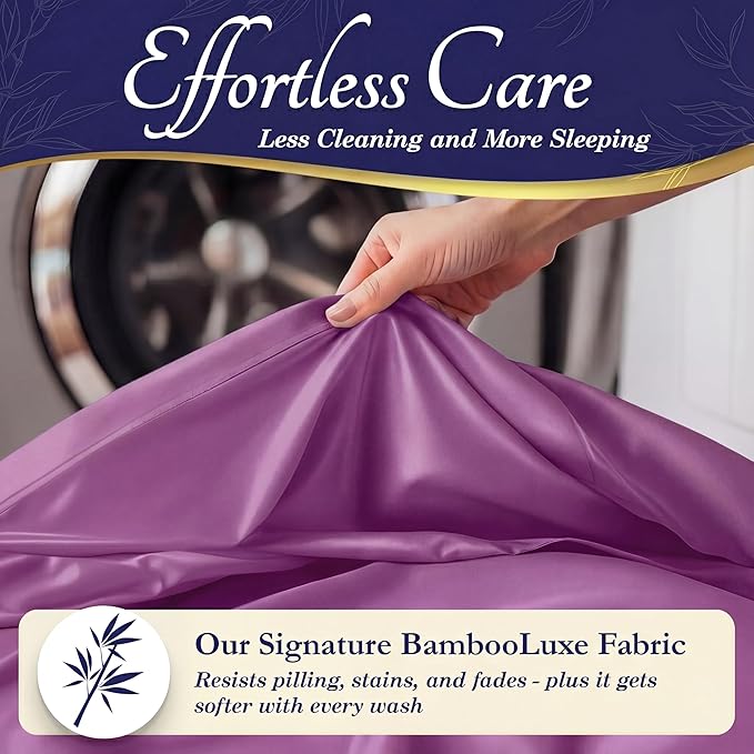 DECOLURE 100% Viscose Derived from Bamboo Sheets Twin Size - Luxury 3 Pc Naturally Cooling Sheets, Ultra Soft Bed Set - Deep 17" Pockets, Durable Double Stitching, Oeko Tex Standard (Purple)