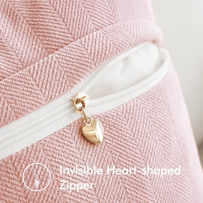 MIULEE Pack of 2 Pink Valentines Decorative Pillow Covers 20x20 Inch Soft Chenille Luxurious Couch Throw Pillows Farmhouse Cushion Covers for Sofa Bedroom Living Room Spring Home Decor