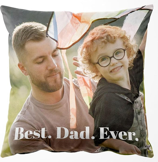 Easycosy Custom Pillow with Picture & Text, Two-Sides Velvet Customized Photo Pillowcase, 12"x12" Personalized Pillowcover with Photo, Custom Decor Love Gifts for Dad(Optional Pillow Insert)