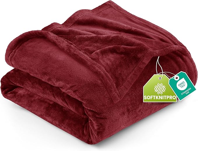 Utopia Bedding Fleece Blanket Twin Size Burgundy 300GSM Luxury Anti-Static Fuzzy Soft Microfiber Bed Blanket (60x80 Inch)