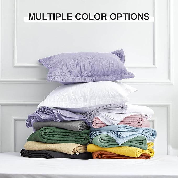 Love's cabin Quilts for Queen Bed Lavender Bedspreads Bedding Set - Lightweight Bedspread Comforter - Coin Pattern Bedding Coverlet for All Season - 3 Pieces (1 Quilt, 2 Pillow Shams)