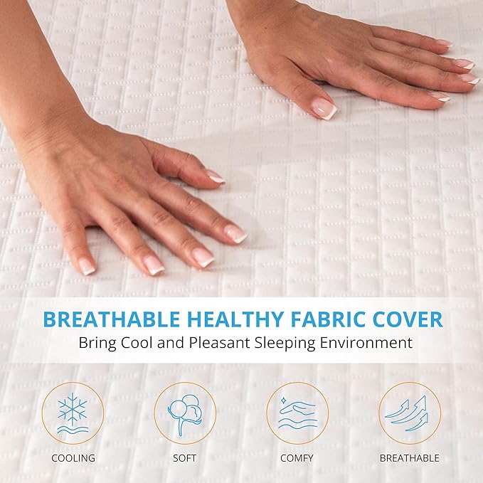 EGO Gel Memory Foam Mattress Topper, 4 Inch Twin with Removable Breathable Soft Cover, Cooling Bed Topper for Comfort Body Support & Pressure Relief, CertiPUR-US Certified