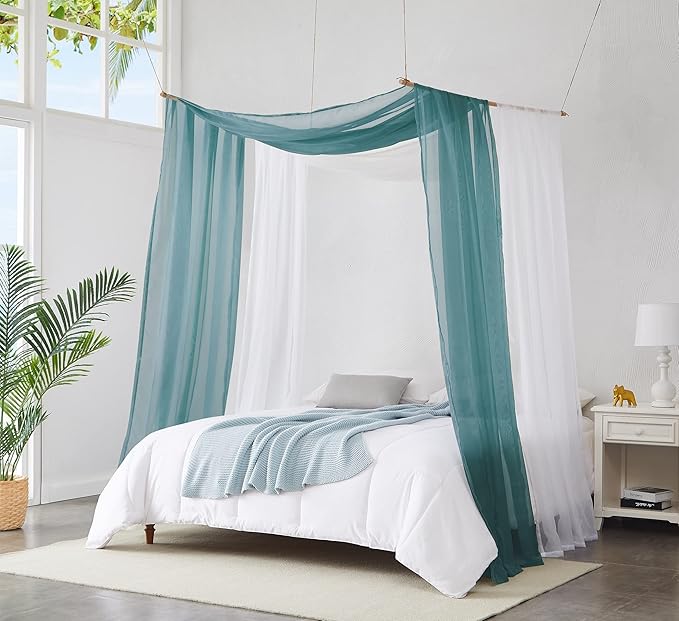 Warm Home Designs Dusty Blue Blue Bed Canopy Curtains in 55 x 216 Inch Size. Our Queen Canopy Bed Curtains Work Great as Kids Canopy, Bed Scarf, Bed Curtain or to Enhance Bed Decor. BC D Blue 216"