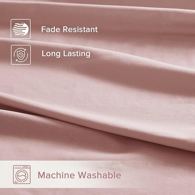 Comfort Spaces 100% Cotton Sheets Full, Breathable & Ultra Soft Cotton Sheets, Naturally Cool Cotton Bed Sheets with 14" Elastic Pocket Fits up to 16" Mattress, All Seasons Sheet Set, Pink 4 Piece