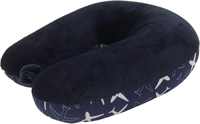 Bookishbunny U Shaped Micro Beads Microbead Neck Head Support Travel Pillow, 12"x12"x4" (PlaneNavy)