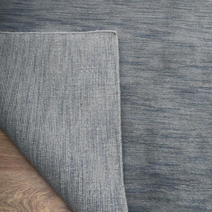 Rugsotic Carpets Hand Knotted Gabbeh Wool 9'x12' Area Rug Solid Light Blue L00111