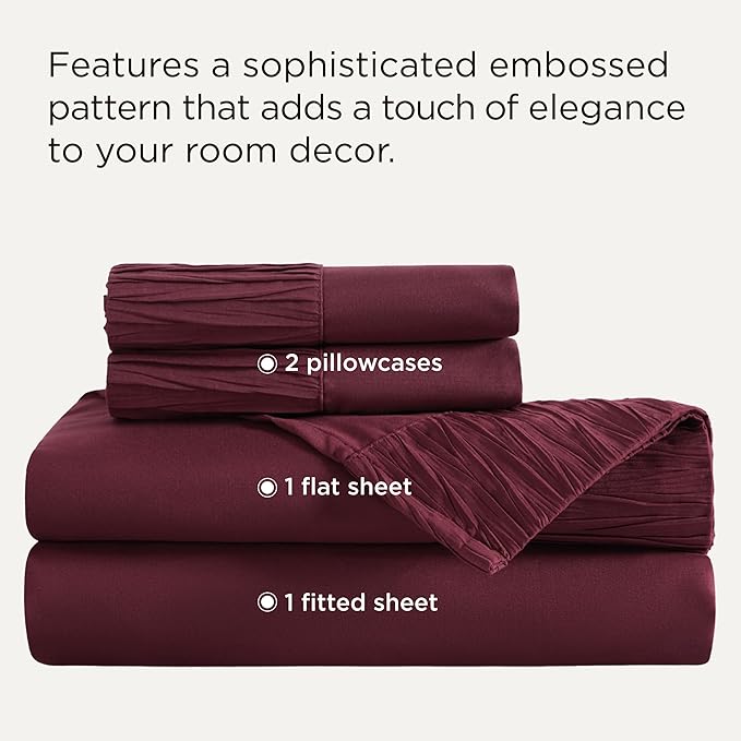 Bedsure Full Size Bed Sheets - 4 Pieces Soft Full Sheet Set - Breathable & Cooling - Hotel Luxury - Easy Care Polyester Microfiber Bedding for Women, Men, Red