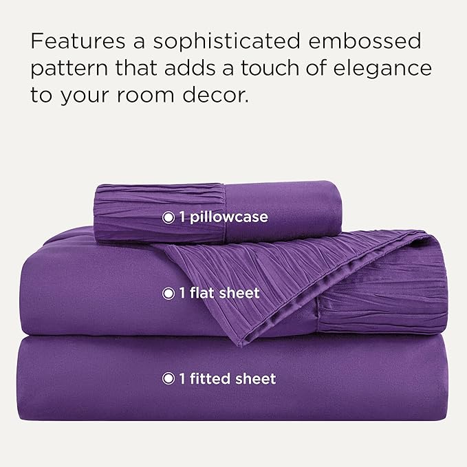 Bedsure Twin XL Sheet Sets Dorm Bedding - 3 Pieces Soft Extra Long Twin Sheets, Hotel Luxury, Easy Care Microfiber for Women, Men, Purple