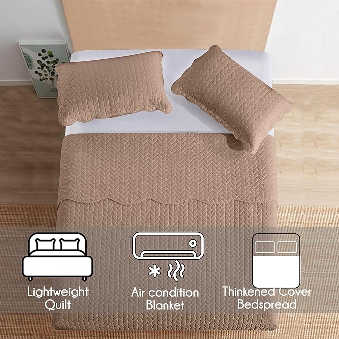 IR Imperial Rooms Twin Quilt Bedding Set (68” x 86”) - Bulk Pack of 10 Wholesale for Hotels, Guest Bedroom & Airbnbs - Lightweight Microfiber Reversible Embossed Quilts Bedspreads (Beige)