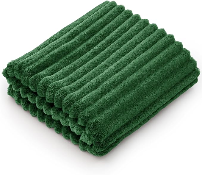 BEDELITE Baby Blankets for Boys Girls 30"x 40" - 3D Ribbed Jacquard Cute Fuzzy Fleece Blanket, Warm and Breathable Soft Cozy Infant Toddler Blanket for Newborn All Seasons Suitable, Dark Green