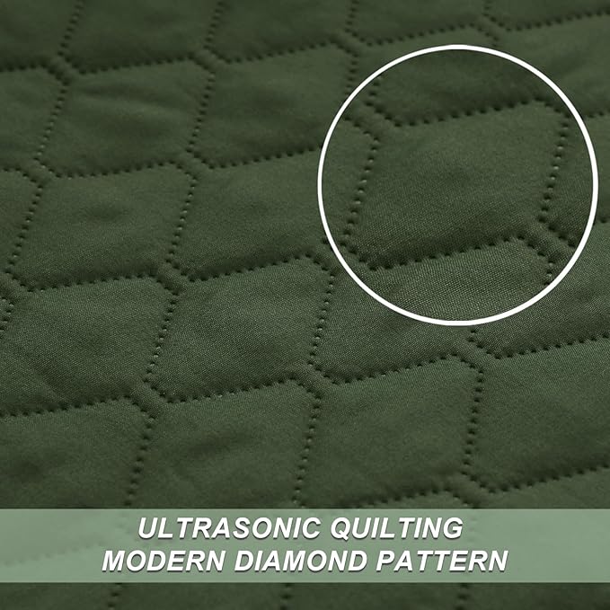 Exclusivo Mezcla Reversible California King Size Quilt Bedding Set with Pillow Shams, Lightweight Quilts Cal King Size, Soft Bedspreads Bed Coverlets for All Seasons - (Olive Green, 112"x104")