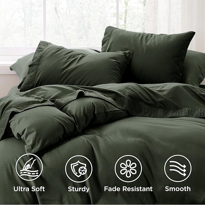 Bedsure California King Sheet Sets - 4 Pieces Soft Cal King Sheets - Breathable & Cooling - Hotel Luxury - Easy Care Polyester Microfiber Bedding for Women, Men, Olive Green