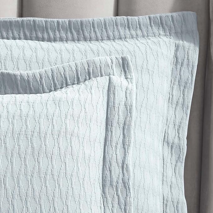 Superior 3 Piece Cotton Bedspread Set, Home Decor, Decorative Bed Spread, 2 Pillow Shams, Medium Weight Blanket, Matelasse Coverlet, Bedding Essentials, Calvert Collection, California King, Sky Blue