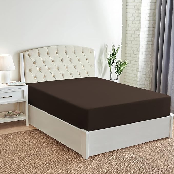 Mellanni Twin Fitted Sheet - Iconic Collection Bedding Sheets with up to 16 inch Deep Pocket - Soft & Cooling - Fade & Stain Resistant - 1 PC (Twin, Brown)