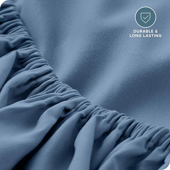 Bare Home Fitted Bottom Sheet Twin - Premium 1800 Microfiber - Ultra-Soft Wrinkle Resistant - Deep Pocket - Fitted Sheet (Twin, Coronet Blue)
