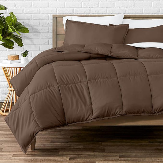 Bare Home Comforter Set - Full Size - Ultra-Soft - Goose Down Alternative - Premium 1800 Series - All Season Warmth (Full, Cocoa)