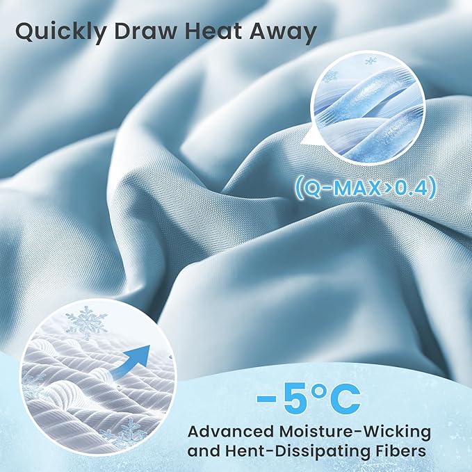 HYLEORY Cooling Comforter Twin Size - Summer Cooling Blanket for Hot Sleepers/Night Sweats, Double-Sided Cold Touch Silky Ice Comforters, Breathable Lightweight Beddings, Cool Blue, 68"x90"