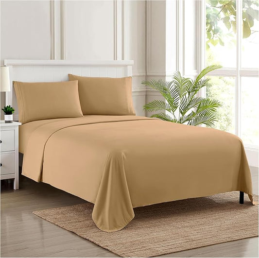 California King Sheet Sets - Breathable Luxury Sheets with Full Elastic & Secure Corner Straps Built In - 1800 Supreme Collection Cal King Deep Pocket Bedding Set, Sheet Set, California King, Taupe