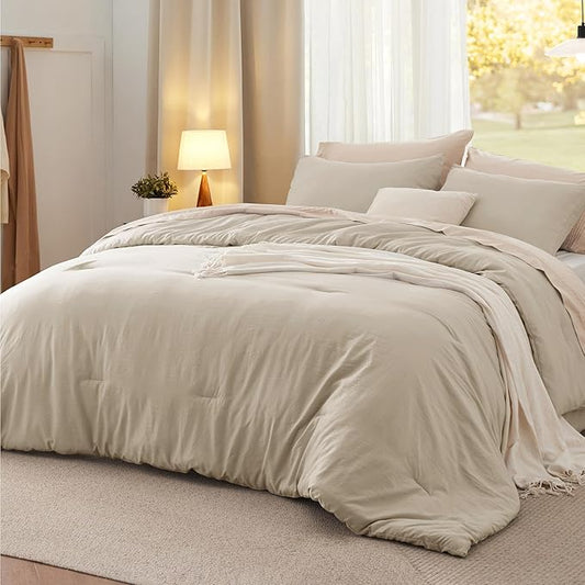 Bedsure Queen Comforter Set, Sand Soft Prewashed Bedding for All Seasons, 3 Pieces GentleSoft™ Bed Set, 1 Lightweight Comforter (90"x90") and 2 Pillowcases (20"x26")