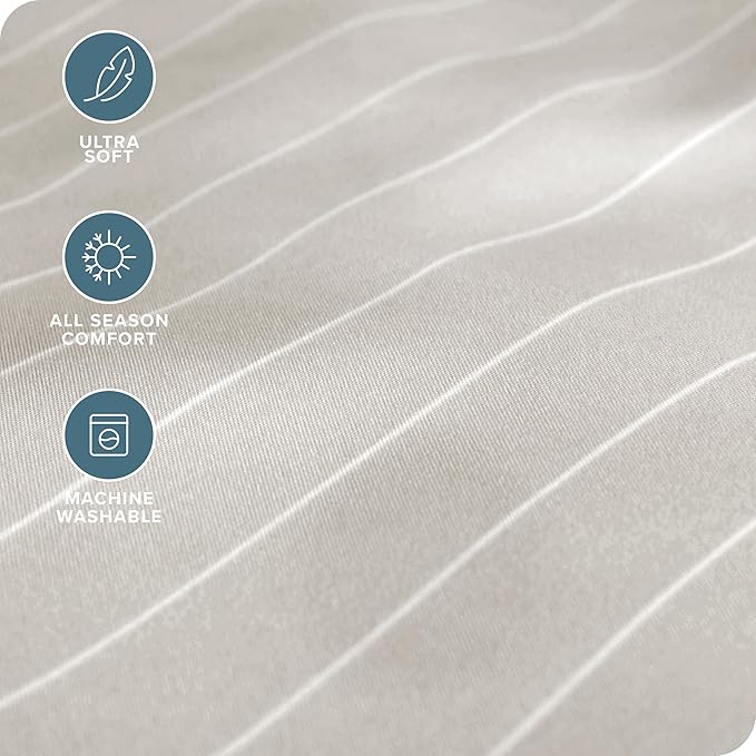 Bare Home Full Sheet Set - Luxury 1800 Ultra-Soft Microfiber Double Brushed - Deep Pockets - Easy Fit - 4 Piece Set - Bedding Sheets & Pillowcases (Full, Pinstripe - Stone/White)