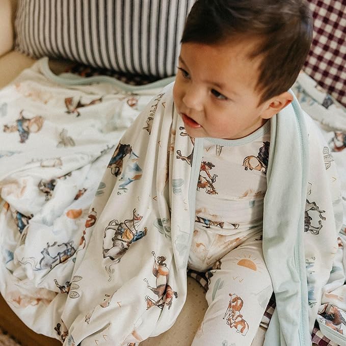 Large Premium Knit Baby 3 Layer Stretchy Quilt Blanket "Boone" by Copper Pearl