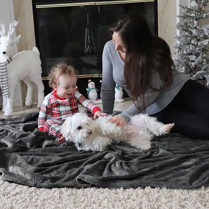 Bedsure GentleSoft Fleece Throw Blanket Dark Grey - 300GSM Blankets for Couch, Sofa, Bed, Soft Lightweight Plush Cozy Throws for Toddlers