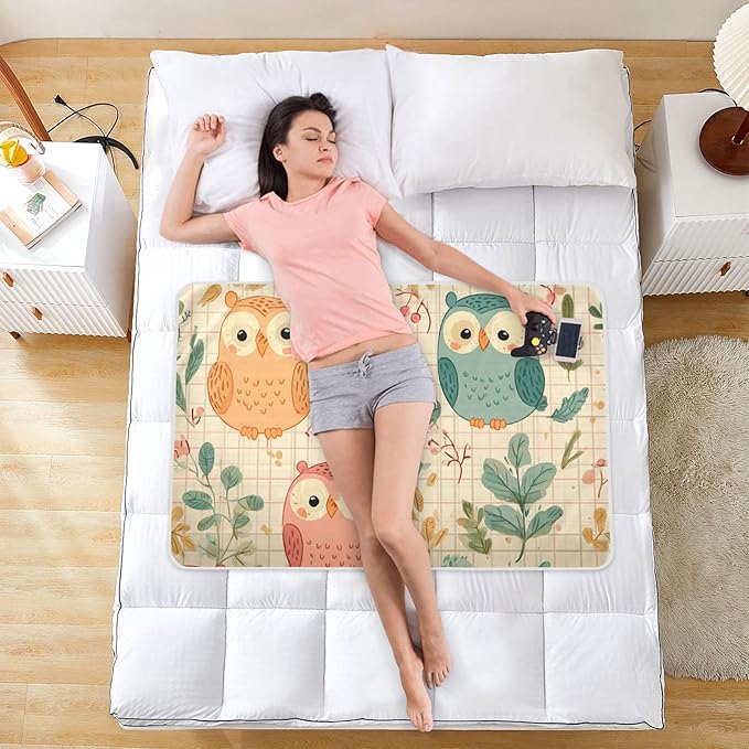 Waterproof Bed Pad Reusable Changing Pad Toddler Mattress Protector Large Pee Pad Baby Diaper Pad Soft Washable Liner Multicoloured Owl Foliage