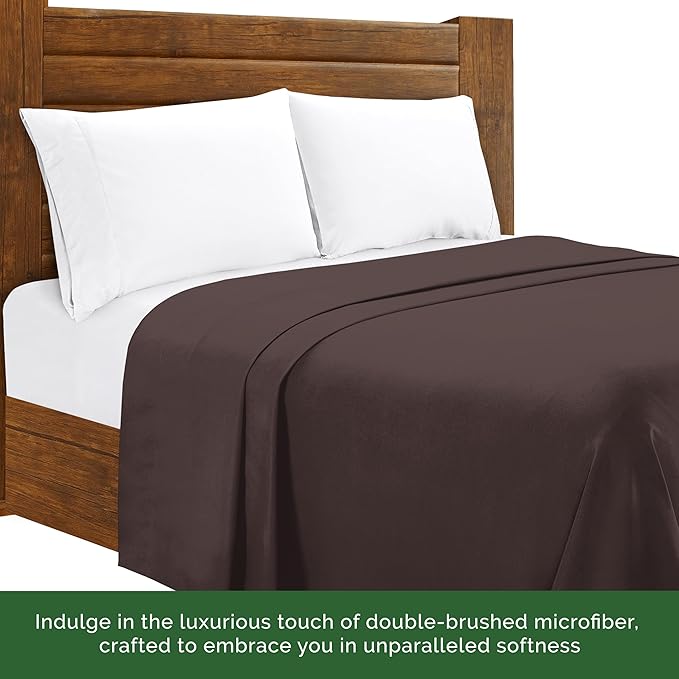 Luxury Flat Sheet on Amazon Elegant Comfort Wrinkle-Free 1500 Premier Hotel Quality 1-Piece Flat Sheet, Twin/Twin XL Size, Chocolate Brown