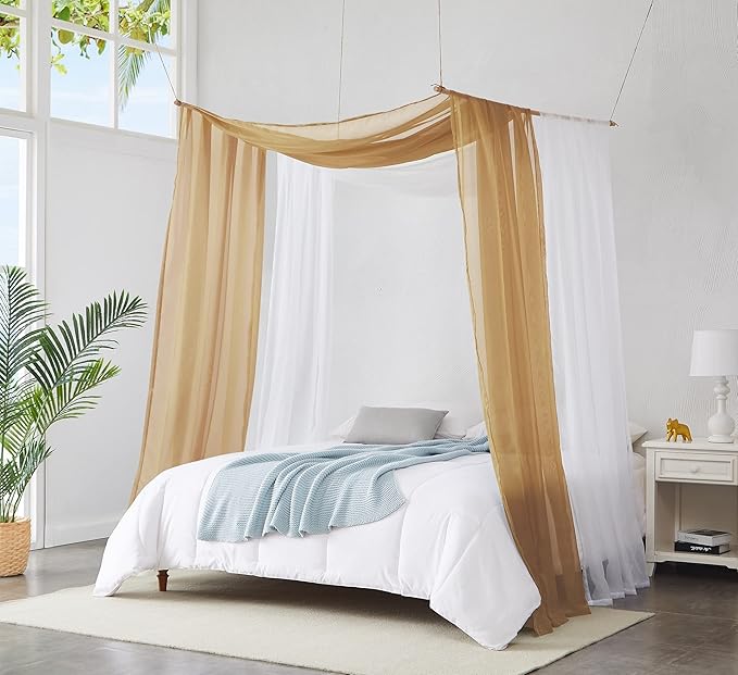 Warm Home Designs Carmel Gold Bed Canopy Curtains in 55 x 360 Inch Size. Our King Canopy Bed Curtains Work Great as Kids Canopy, Bed Scarf, Bed Curtain or to Enhance Bed Decor. BC Gold 360"
