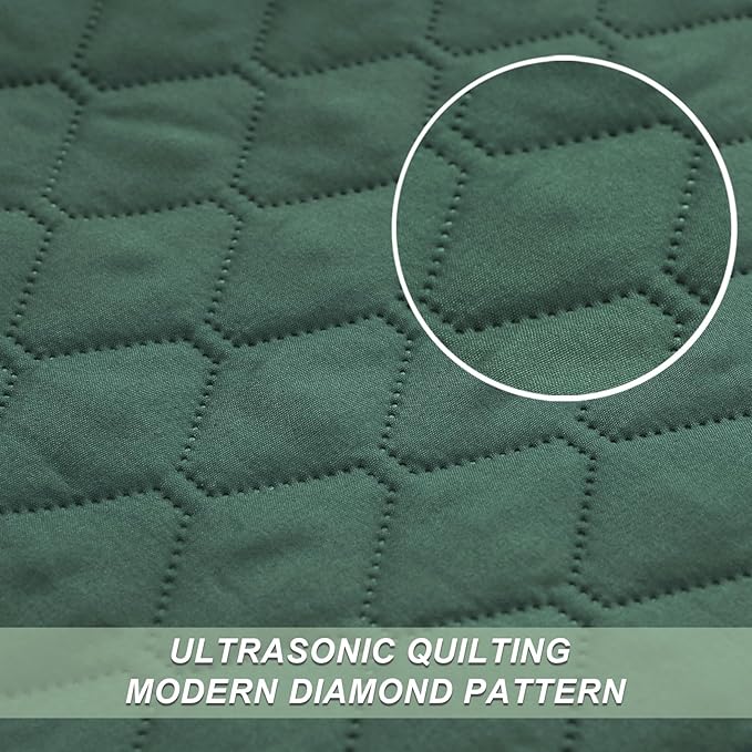 Exclusivo Mezcla Reversible California King Size Quilt Bedding Set with Pillow Shams, Lightweight Quilts Cal King Size, Soft Bedspreads Bed Coverlets for All Seasons - (Dark Green, 112"x104")