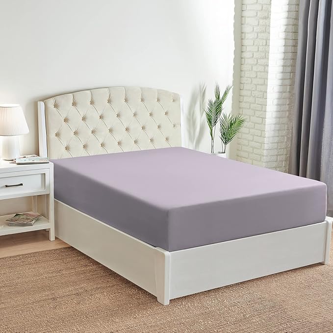 Mellanni King Fitted Sheet - Iconic Collection Bedding Sheets with up to 16 inch Deep Pocket - Soft & Cooling - Fade & Stain Resistant - 1 PC (King, Lavender)