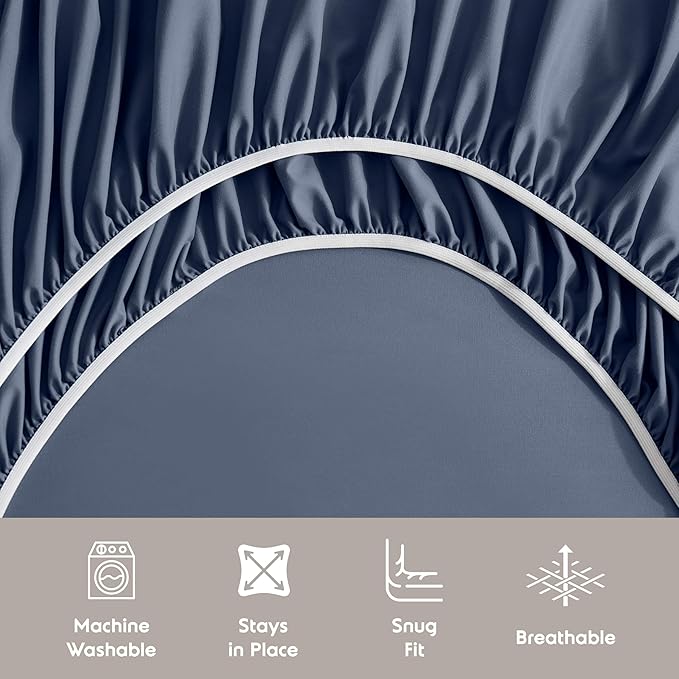 Nestl Twin XL Sheet Set - College Dorm Size - Luxury 1800 Ultra-Soft Microfiber Twin Extra Long Bed Sheets - Deep Pockets - Easy Fit - Extra Soft - 3 Piece Set (Twin XL, Navy Blue)