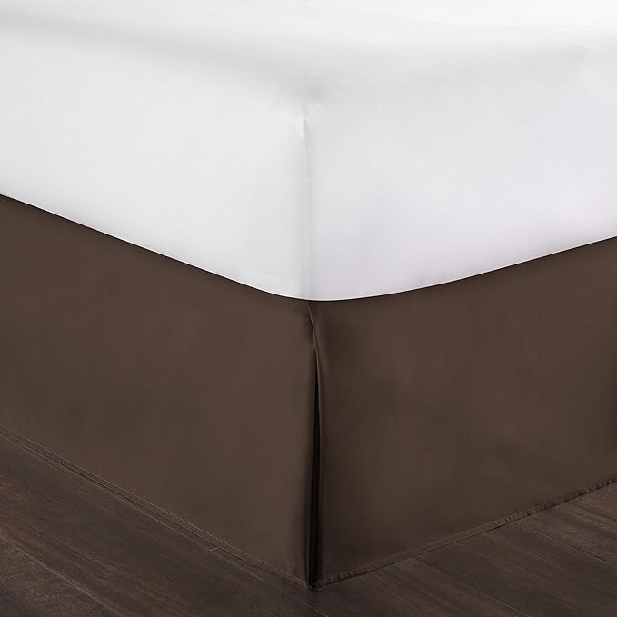 800 Thread Count 100% Pure Cotton Luxury Box Pleated Bed Skirt Full Size with 16 Inch Drop Length Chocolate