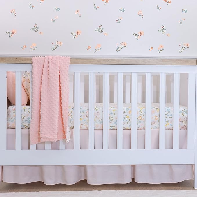 Muslin Cotton Crib Sheets for Girls, 2 Pack 52"x28" Fitted Baby Crib Sheet for Girl, Soft & Breathable Baby and Toddler Bed Sheets, Mattress Cover Muslin Cribs Sheet Set Nursery Gift Pink Floral