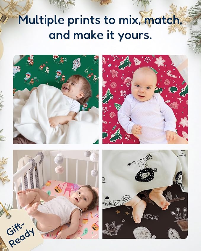 TotAha Floral Crib Sheets 2-Pack, Hypoallergenic, Silky Comfort, Buttery Soft, Calming Effect, All-Season Jersey-Knit Pink Flower Baby Sheets, Premium Stretchy 9'' Extra Deep Pocket