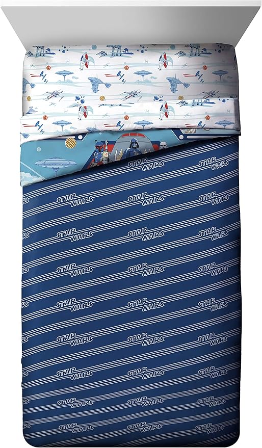 Jay Franco Star Wars Empire Strikes Back 4 Piece Twin Bed Set - Includes Reversible Comforter & Sheet Set - Super Soft Fade Resistant Microfiber
