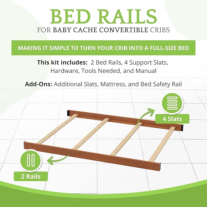 Full-Size Conversion Kit Bed Rails for Baby Cache Convertible Cribs - Solid Wood Rail - Toddler and Adult Bed Rail for Full-Size Beds - Essential Nursery & Baby Furniture (Chestnut/Classic Chestnut)
