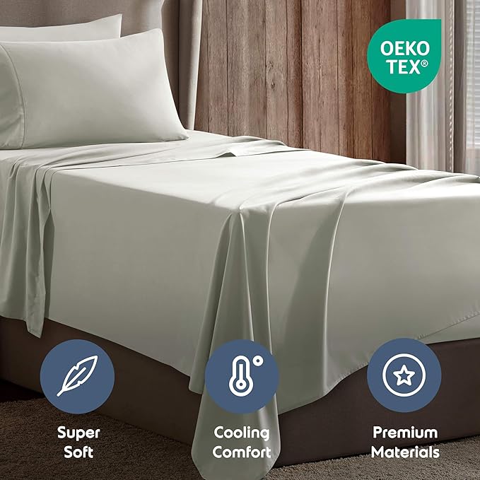 Nestl Twin XL Sheet Set - College Dorm Size - Luxury 1800 Ultra-Soft Microfiber Twin Extra Long Bed Sheets - Deep Pockets - Easy Fit - Extra Soft - 3 Piece Set (Twin XL, Off White)