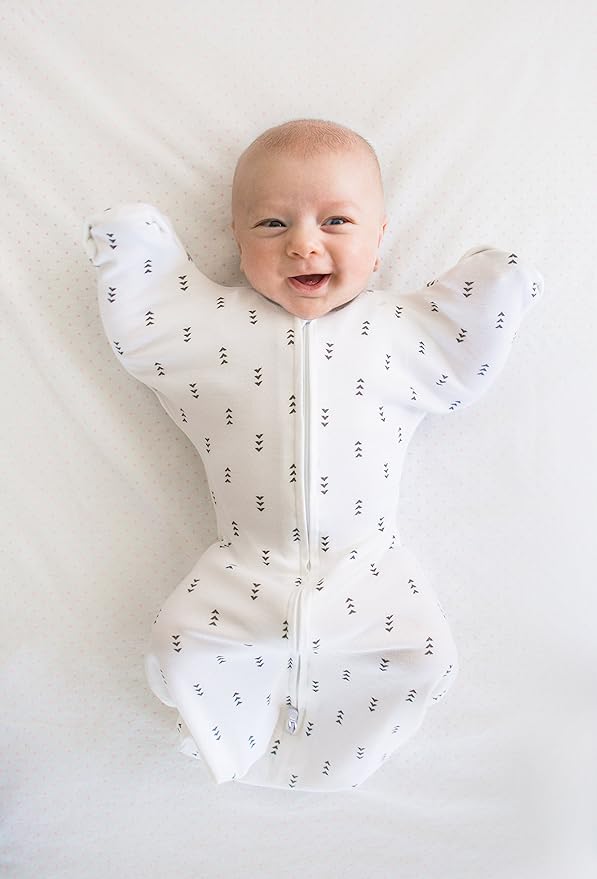 SwaddleDesigns Transitional Swaddle Sack, Arms Up Half-Length Sleeves & Mitten Cuffs, Swaddle for Newborn Transition to Baby Sleep Sack Wearable Blanket, Large, 6-9 Month, 21-24 lb, Tiny Arrows