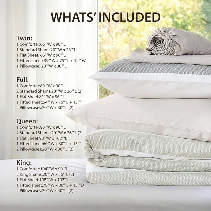 Twin Size Striped Comforter Set, Soft Microfiber Reversible Bedding Sets for All Season 5 Pieces Neutral Bed in A Bag Set with Comforter, Sheets, Pillowcase & Sham