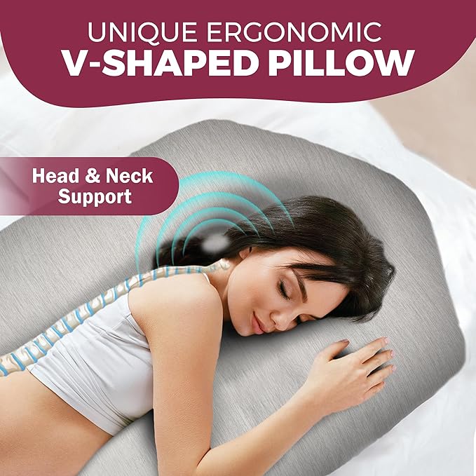 PILLANI Cooling Pregnancy Pillows for Sleeping – 57-Inch Maternity Pillow for Pregnant Women with Removable Washable Cover – Support for Back, Belly, Neck, Legs, & Hips – V C U Shaped Full Body Pillow