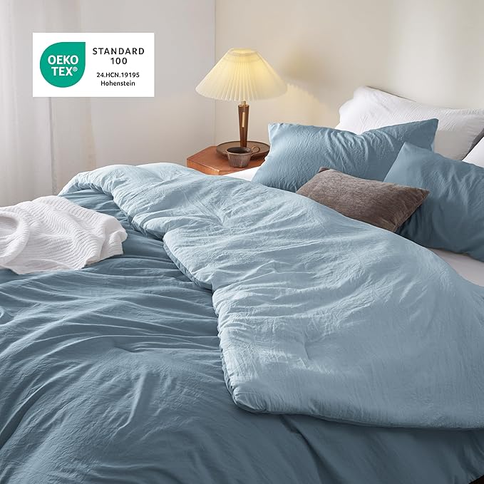 Bedsure California King Comforter Set, Mineral Blue Soft Prewashed Bedding for All Seasons, 3 Pieces GentleSoft™ Bed Set, 1 Lightweight Comforter (104"x96") and 2 Pillowcases (20"x36")