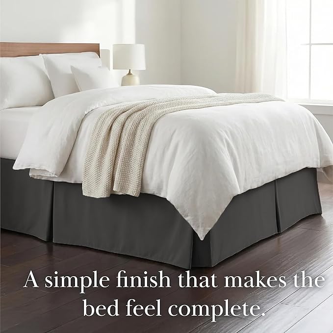 Southshore Fine Living, Inc. Hotel Quality Twin Bed Skirt - 15" Drop, Elegant Pleated Design, Premium Dust Ruffle/Twin Size Bed Skirt, Easy Care, Luxury Bed Skirt Twin Size, Slate